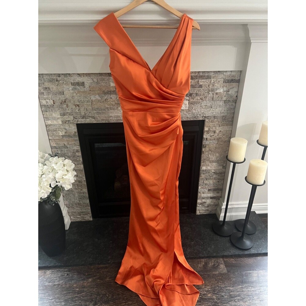 Stunning Orange Satin Gown-Made in Lebanon